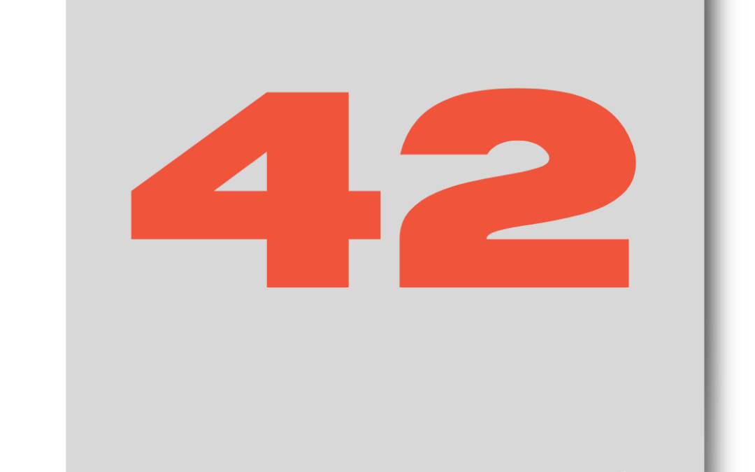 The number 42 in big orange type