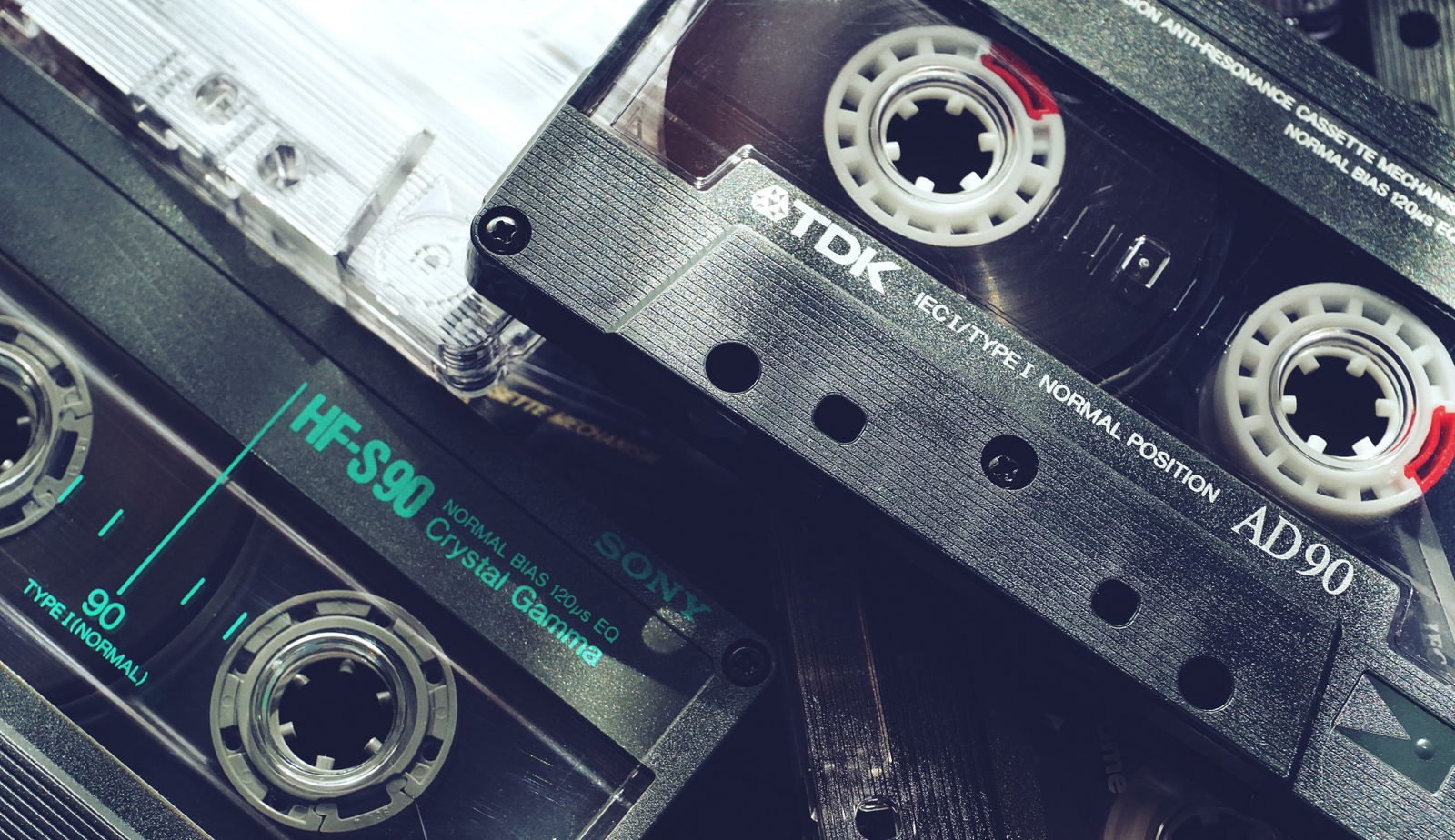 close up picture of audio cassette tapes