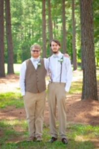 Zach and Joshua at a wedding